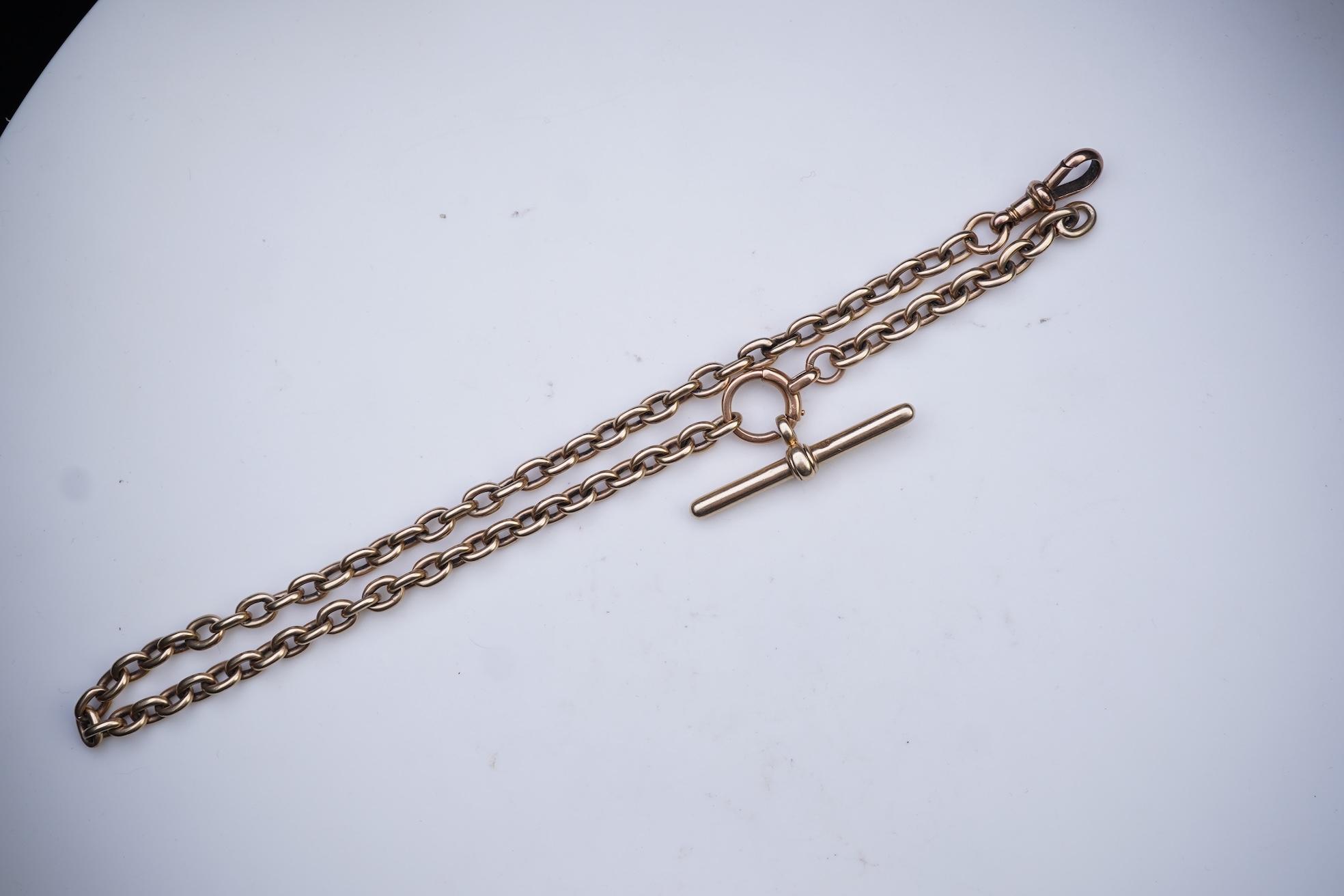 A gold watch chain, circa 1900